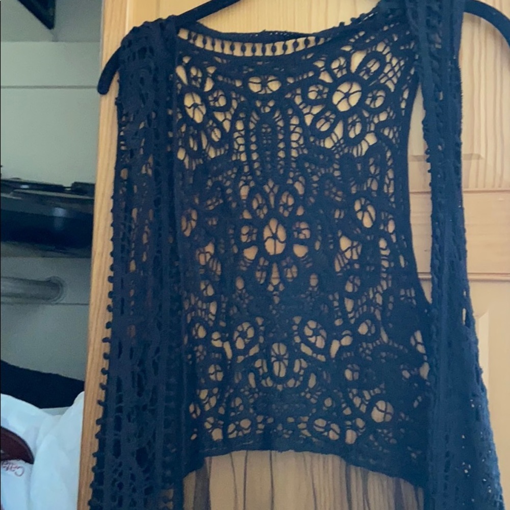 Crochet vest top with lace Bottom